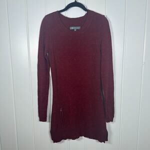 Title Nine Dress Womens S Deep Red Knit Sweater Bodycon Academia Wool/Cotton